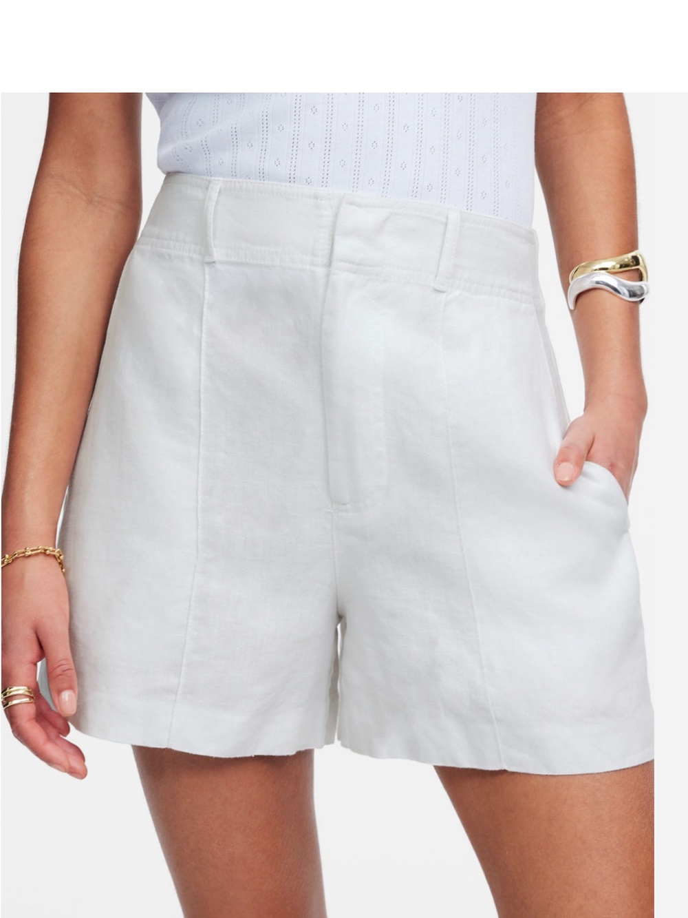 NWT Madewell Pintucked Shorts 100% Linen White